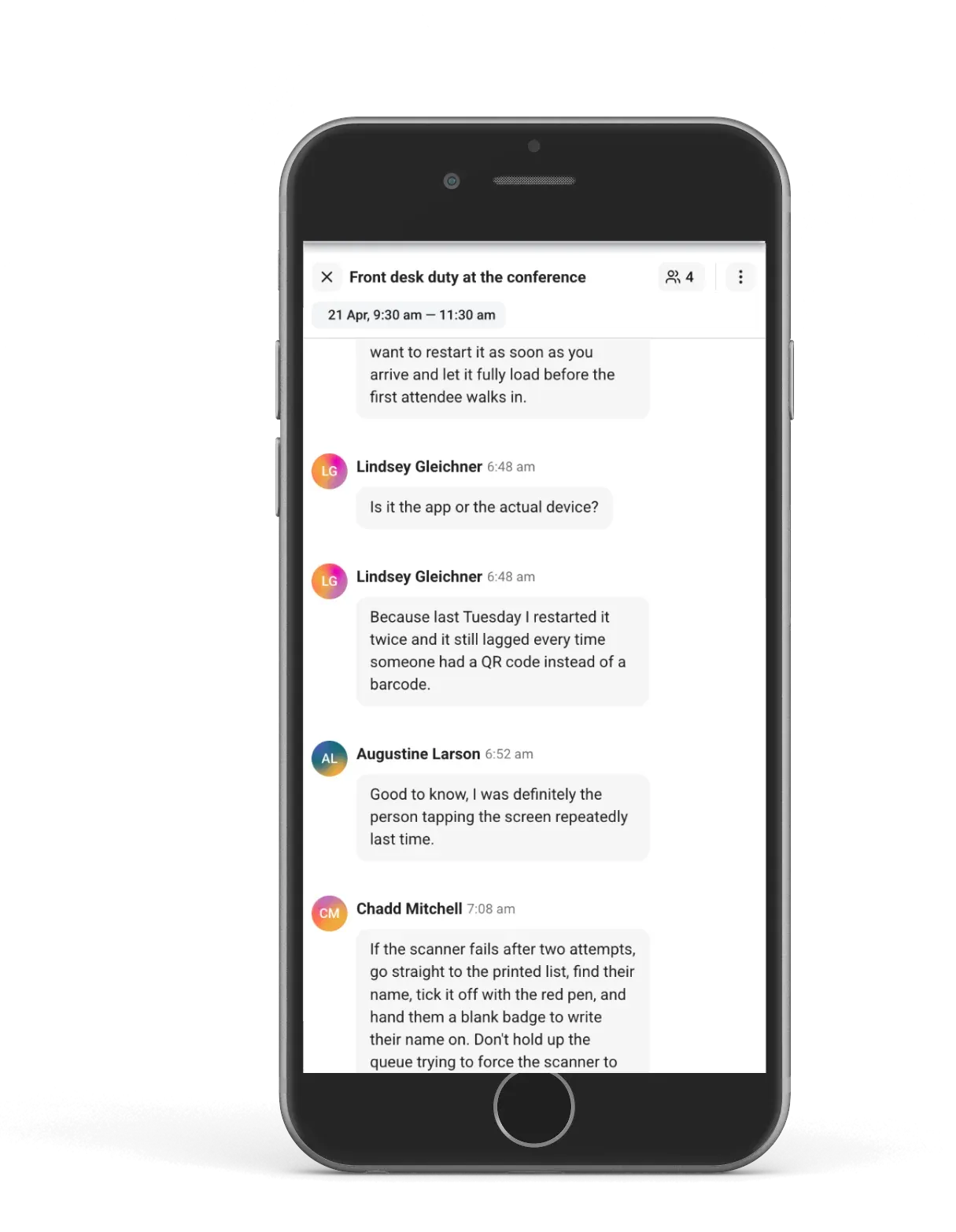Zelos live messaging screen