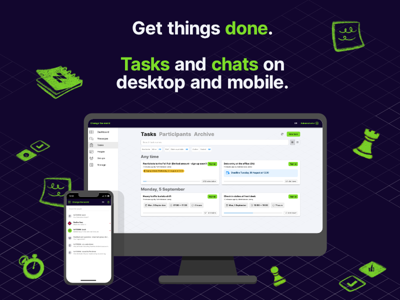 Team task management software on desktop and mobile