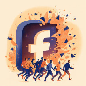 Illustration of people leaving Facebook Groups