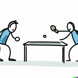 Two people playing table tennis - to illustrate gamification